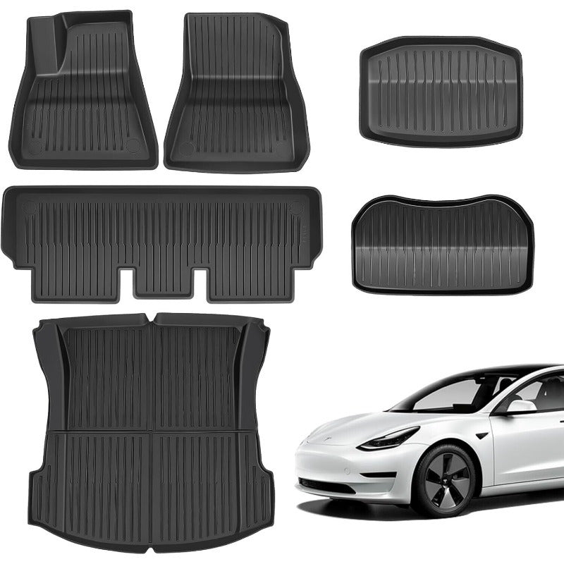 3PCS/6PCS TPE All-Weather Floor Mats for Tesla Model 3 (2017-2023), Waterproof Liners