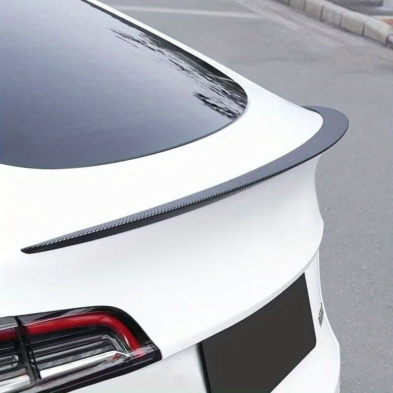 2020-2024 Tesla Model Y Black Carbon Fiber Trunk Spoiler Wing, ABS Resin Exterior Accessory