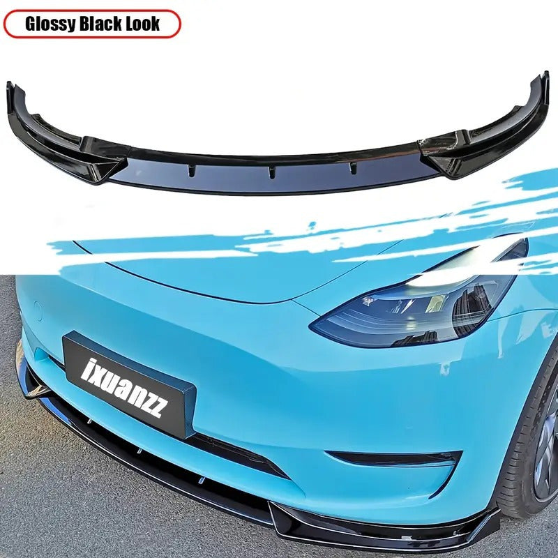 Tesla Model Y 2020-2024 Front Bumper Lip Spoiler - Polished ABS