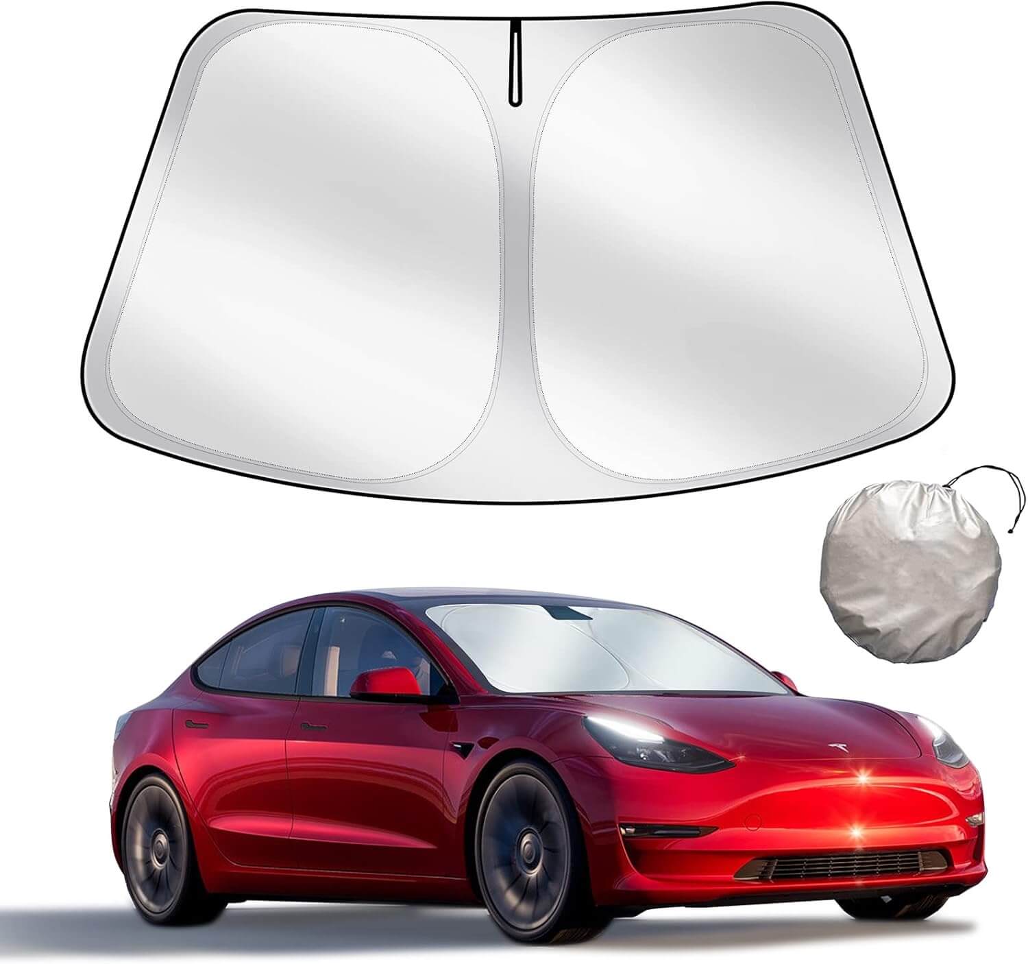 Upgraded Tesla Model 3/Y Sunshade (2016-2025) | UV Protection & Foldable Design with Sturdy Metal Frame