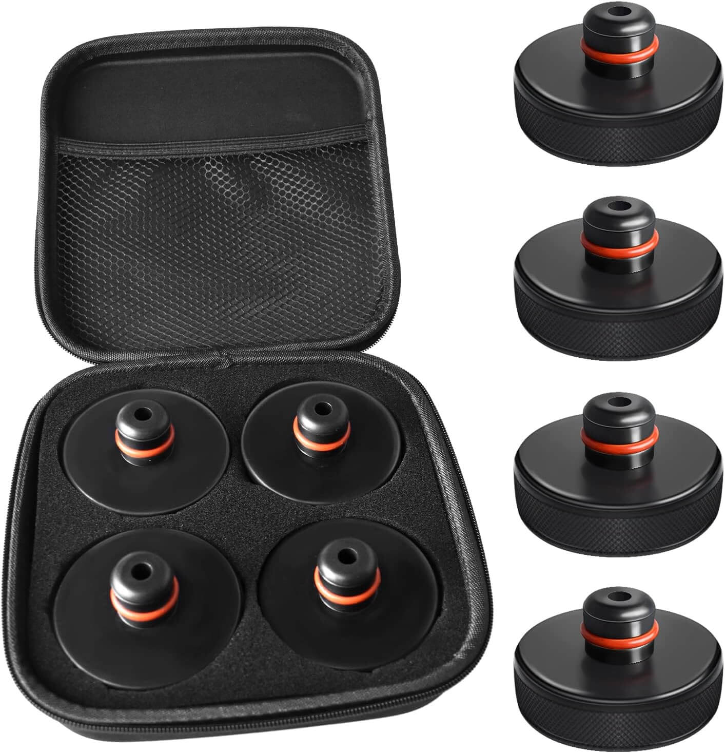 Chirano 4-Pack Tesla Jack Pads (Model 3/S/X/Y 2013-2025) | Lift Pucks with Case, Anti-Slip Rim Protection