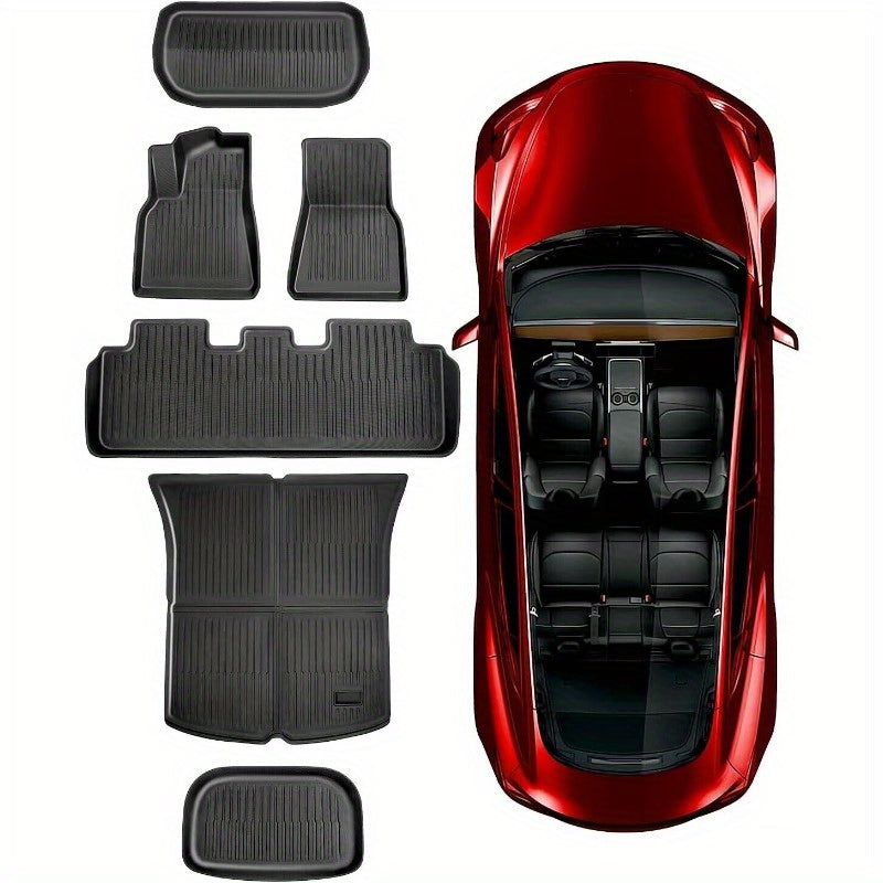 3D TPE Floor Mats for Tesla Model Y (2021-2024), 7 Seats, All-Weather Cargo & Trunk Liners