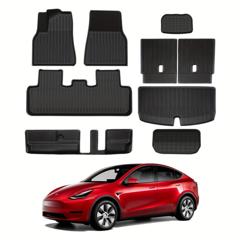 3D TPE Floor Mats for Tesla Model Y (2021-2024), 7 Seats, All-Weather Cargo & Trunk Liners