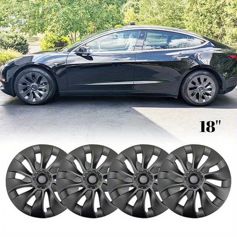 4PCS 18" Whirlwind Hubcaps for Tesla Model 3 (2017-2022), Full Rim Wheel Covers