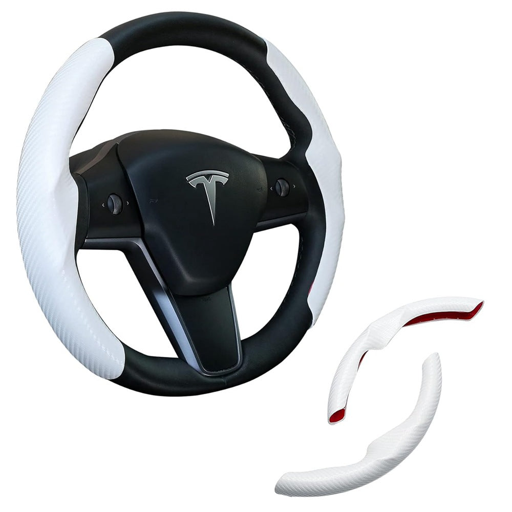 Tesla Model 3/Y 2019-2024 Carbon Fiber Steering Wheel Cover – Non-Slip Sports Accessory