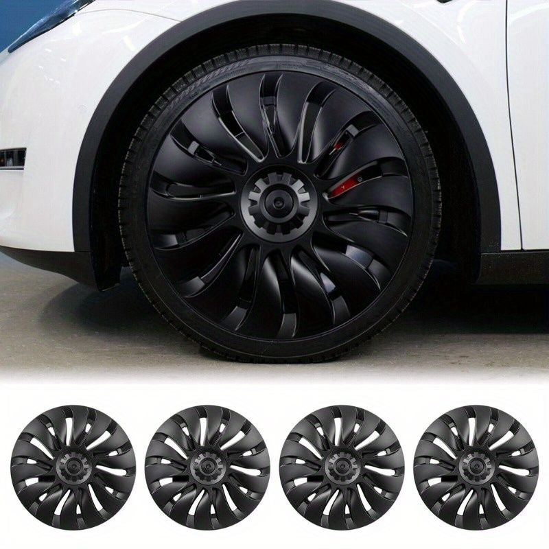 4PCS 19" Hubcaps for Tesla Model Y (2020-2023), Full Rim Wheel Cover Replacement