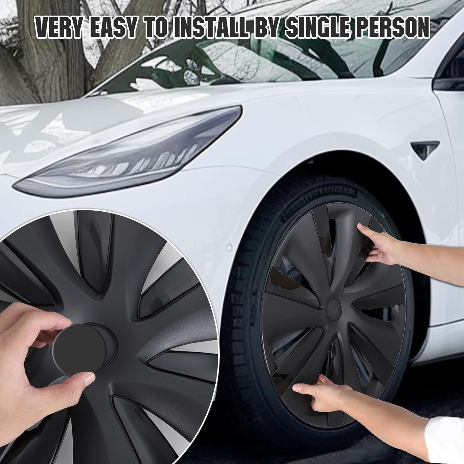 4PCS 19" Full Cap Wheel Covers for Tesla Model Y (2021-2022), Performance Hubcap Replacement