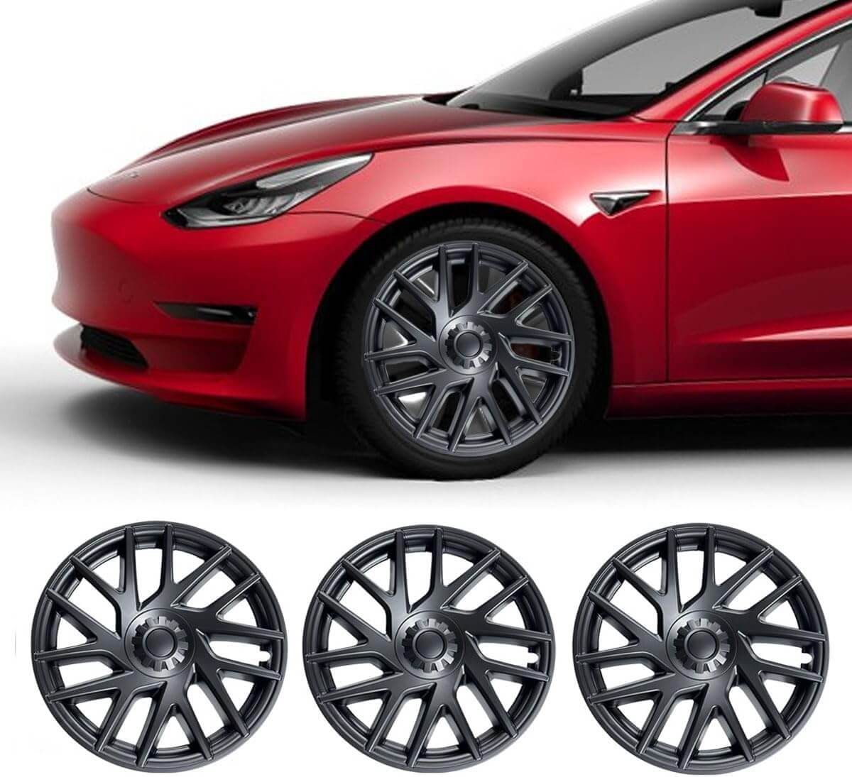 Tesla Model 3 Highland Matte Black Wheel Covers (18" Rim Protector) - Fit 2023-2024