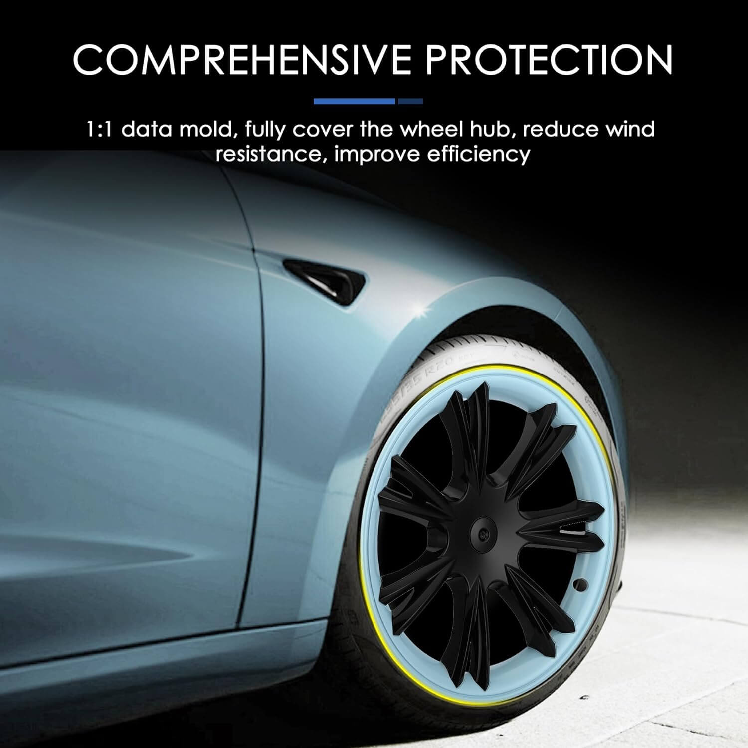 19" Wheel Cover for Tesla Model Y, Sport Hubcaps & Rim Protector Replacement