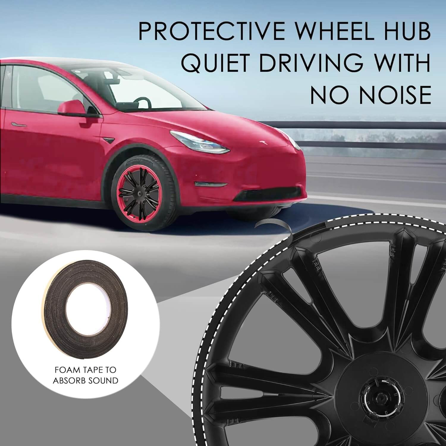 19" Wheel Cover for Tesla Model Y, Sport Hubcaps & Rim Protector Replacement