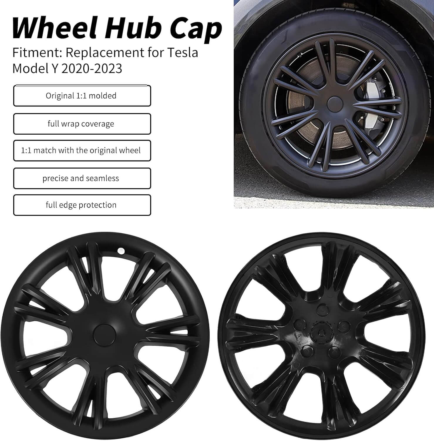 Matte Black Waterproof Hubcaps (4-Piece) - Fit 2020-2023 Vehicles